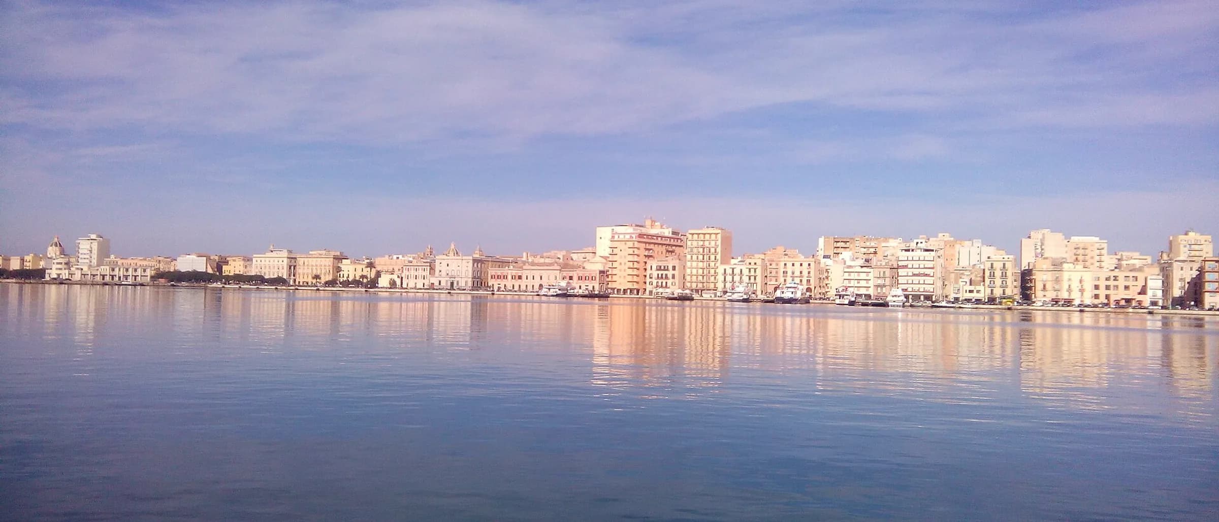 The old town of Trapani on its narrow promontory, with the sea on both sides